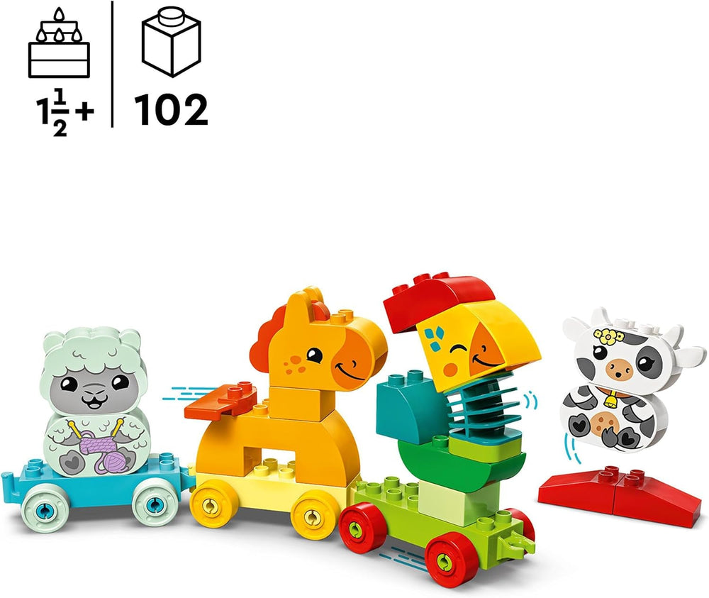 LEGO DUPLO Tren de Animales, Tren de Juguete con Ruedas, Figuras de Animales de Construcción y Reconstrucción Creativas, Juguete Educativo para Niños Pequeños, Regalo de Cumpleaños para Amantes de los Animales Niñas y Niños 1½ Años 10412 Juegos de Construcción Besuche den LEGO-Store