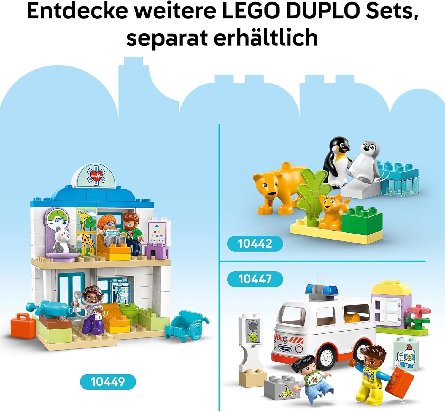 LEGO DUPLO Town Juego 3 en 1 Familias de animales salvajes, juguete educativo para niños pequeños con tortugas, tigres, elefantes, ciervos y pandas, juego para preescolares a partir de 2 años, juguete de construcción con figuras de animales 10446 Juegos de construcción Beuche den LEGO-Store