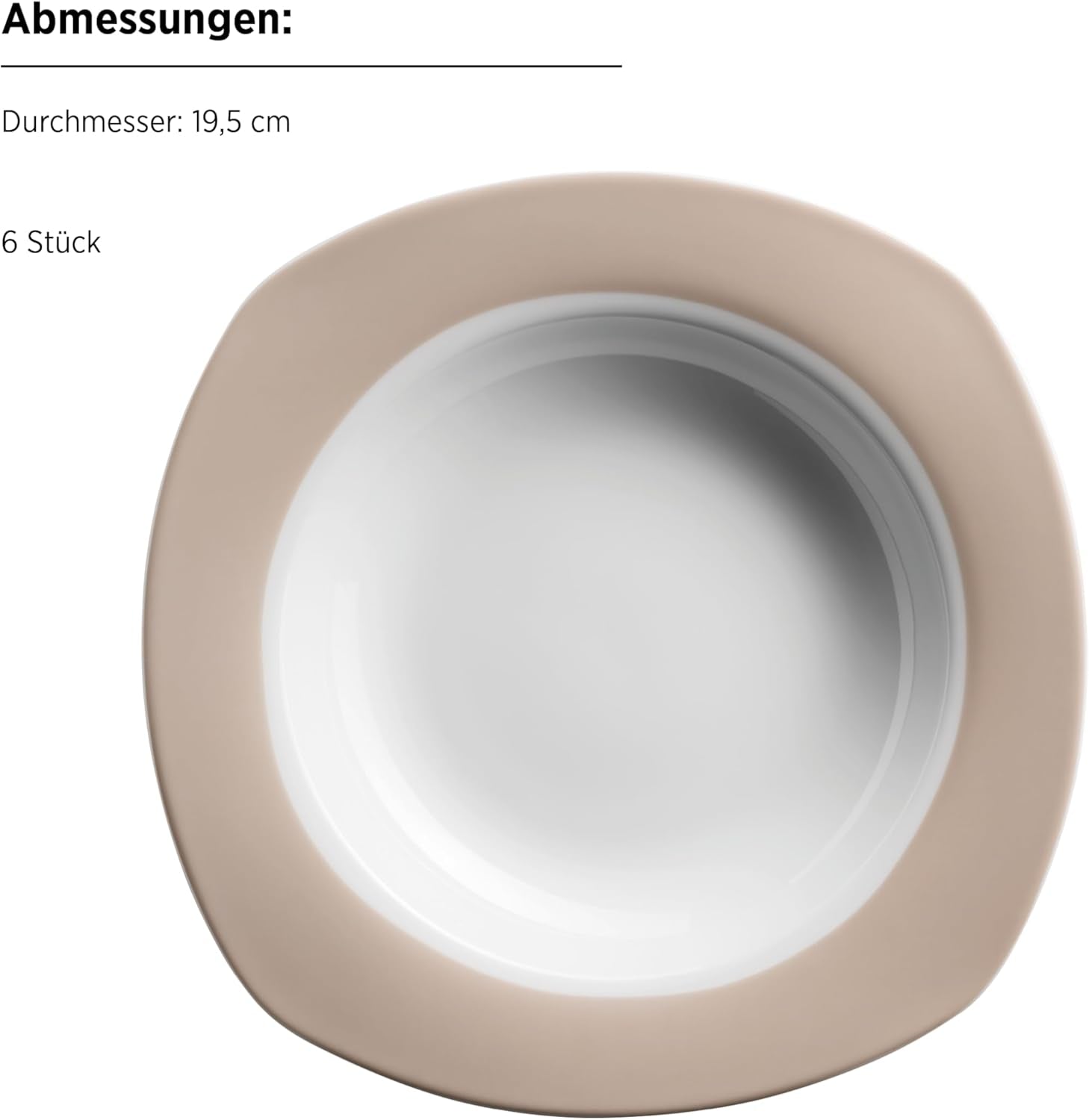 Set de veselă combinat MÄSER Nela, serie 30 piese, set de veselă pătrat pentru 6 persoane, alb/maro