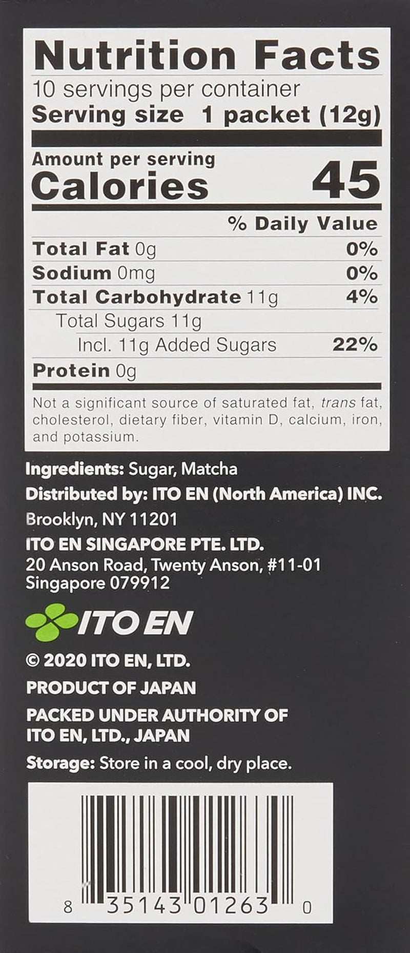 ITO EN Pudră instant Matcha – Pudră de ceai Matcha îndulcită în pliculețe de 12 g (10 bucăți per pachet) – 1 x 120 g (pachet cu 2)