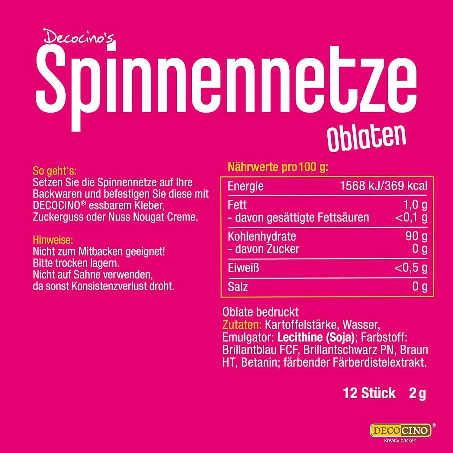 DECOCINO Gofres Comestibles Telaraña 3D Halloween 12 Piezas Sprinkles Naty Shop