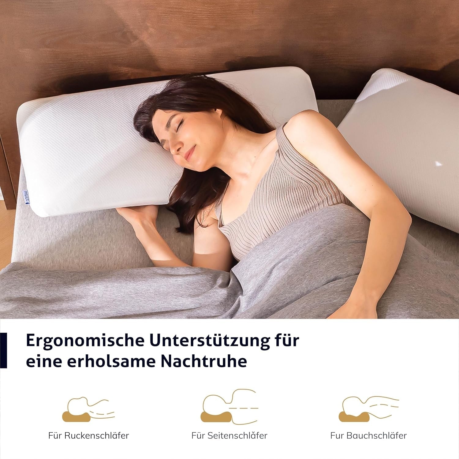 EGO HOME Pillow Memory Foam Soft Ergonomic Pillow For Back Sleeper Side Sleeper Neck Support Pillow With Breathable And Washable Cover, Oeko-Tex Certified, Neck Pillow 75X35Cm Perne standard Naty Shop