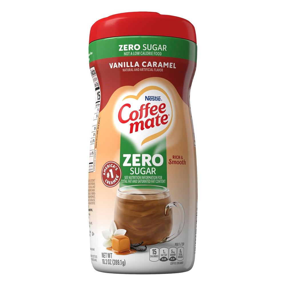 Coffee-Mate Vanilla Caramel, crema para café en polvo sin azúcar, Kaffeesahne Pulver - Vanille Karamell - ¡OHNE ZUCKER! de estados unidos