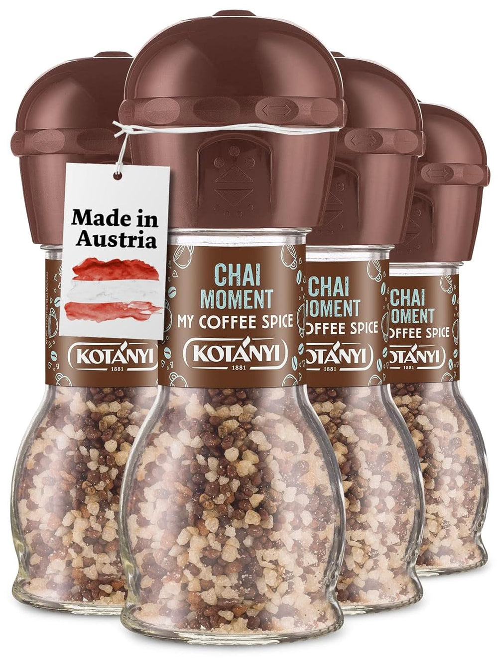 Topping para café Kotanyi Cacao Kiss | Maravilloso Chocolate con Trozos Finos de Chocolate Pack de 4 (4 X 63 gramos) Naty Shop Chai Moment 4 x 50 gramos