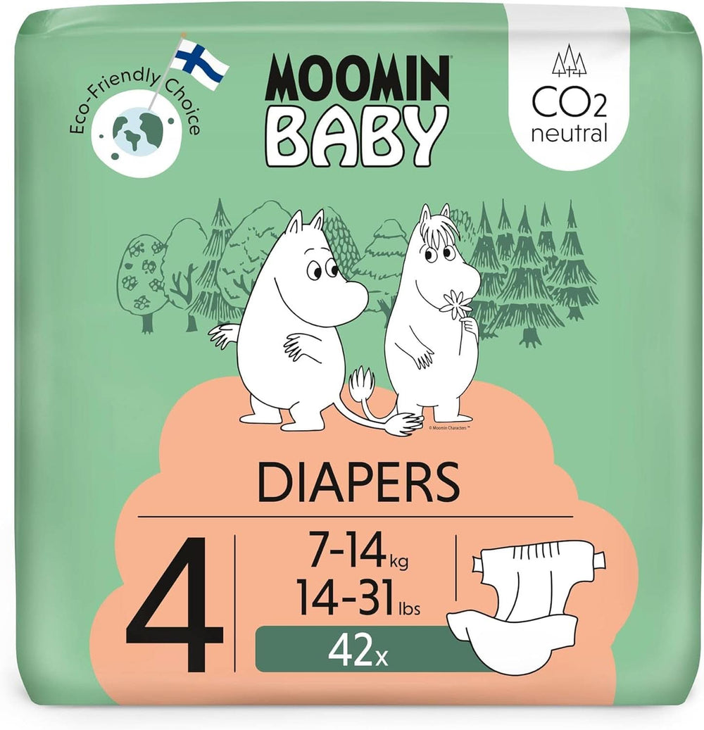 Muumi Baby Newborn Eco Nappies mărimea 1, 2-5 kg, 25 bucăți, scutece premium moi cu indicator de umezeală Mama si Copilul Naty Shop 4 (pachet de 42)