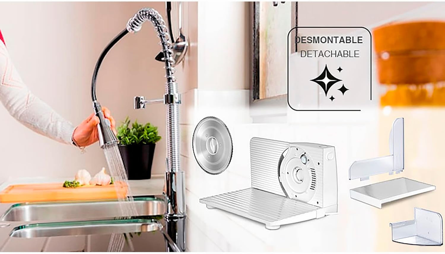 MPM MKR-05 Cortadora eléctrica universal, espesor de corte regulable hasta 15 mm, 150 W Trituradoras y Rebanadoras Naty Shop