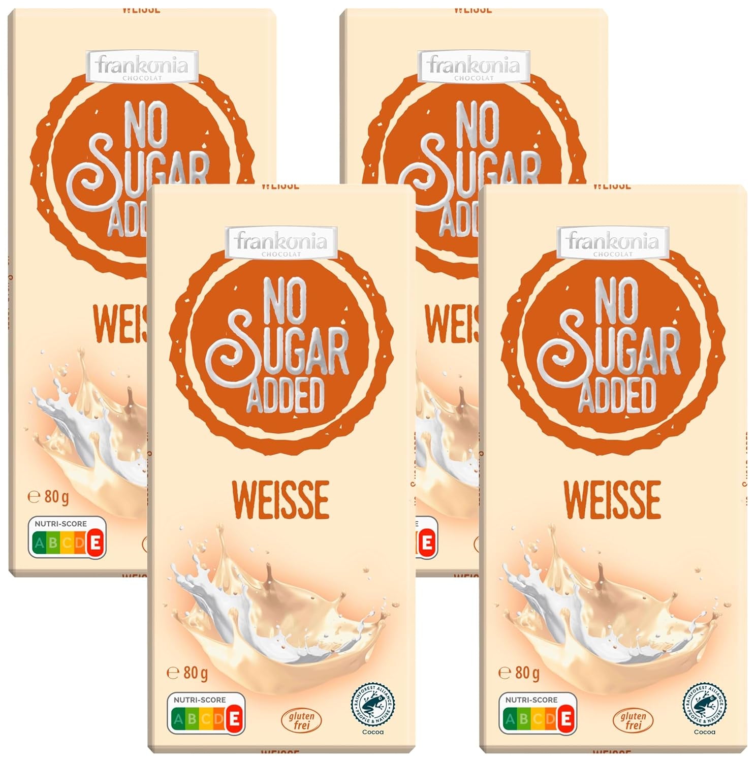 frankonia CHOCOLATE SIN AZÚCAR AÑADIDA Chocolate blanco sin gluten, 80 g