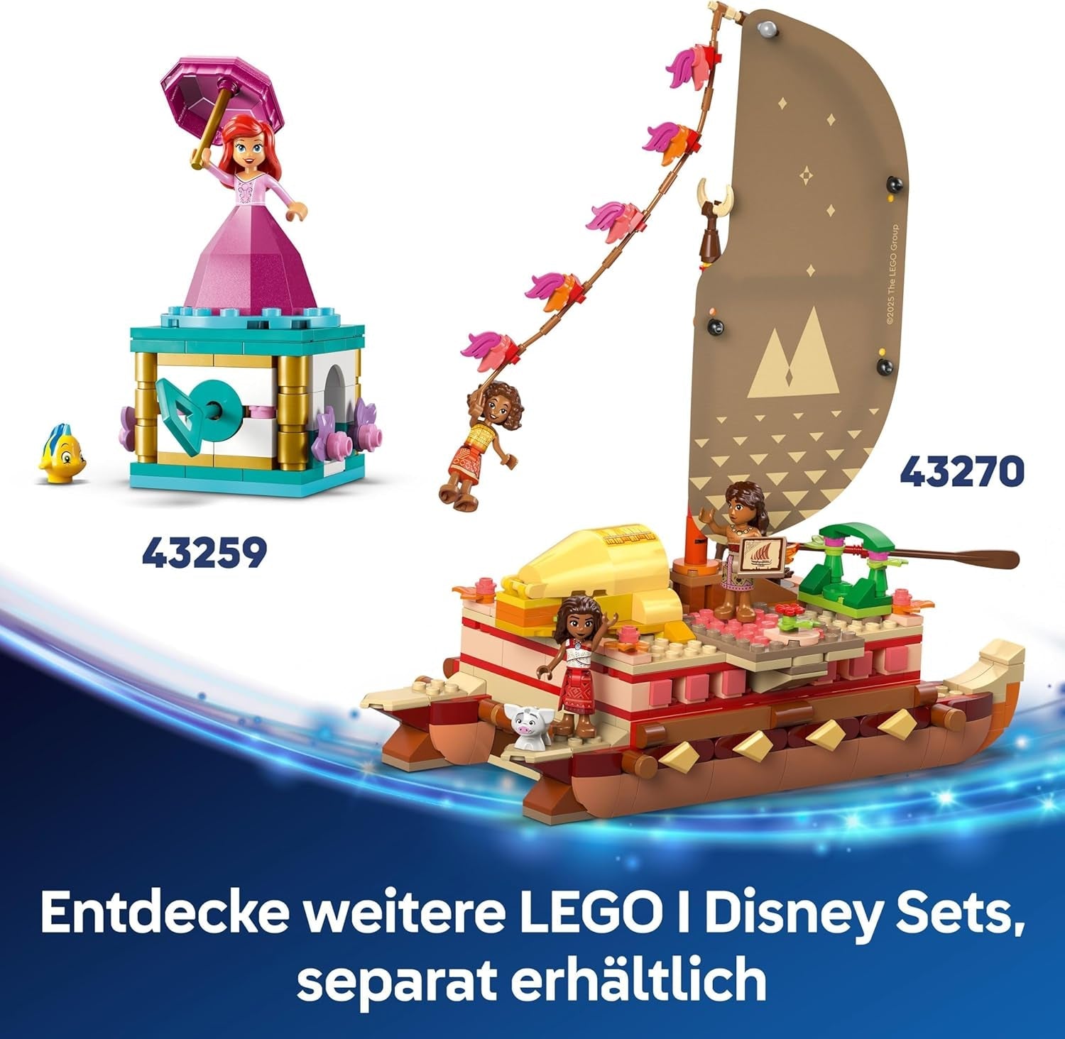 LEGO Ç€ Disney Moana 2: Balsa de aventuras de Moana - Barco de juguete con velas, cubierta extraíble, fogata y 3 minimuñecas, incluidas Loto y Moni - Regalo para niñas mayores de 6 años y fans - 43270 Juegos de construcción Beuche den LEGO-Store