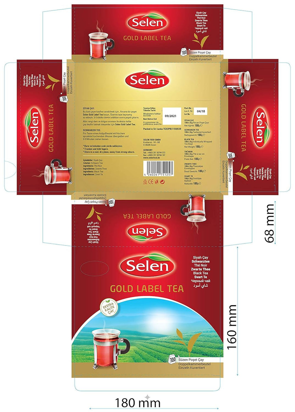 Ceai Selen Gold Label Ceai negru 100 pliculețe