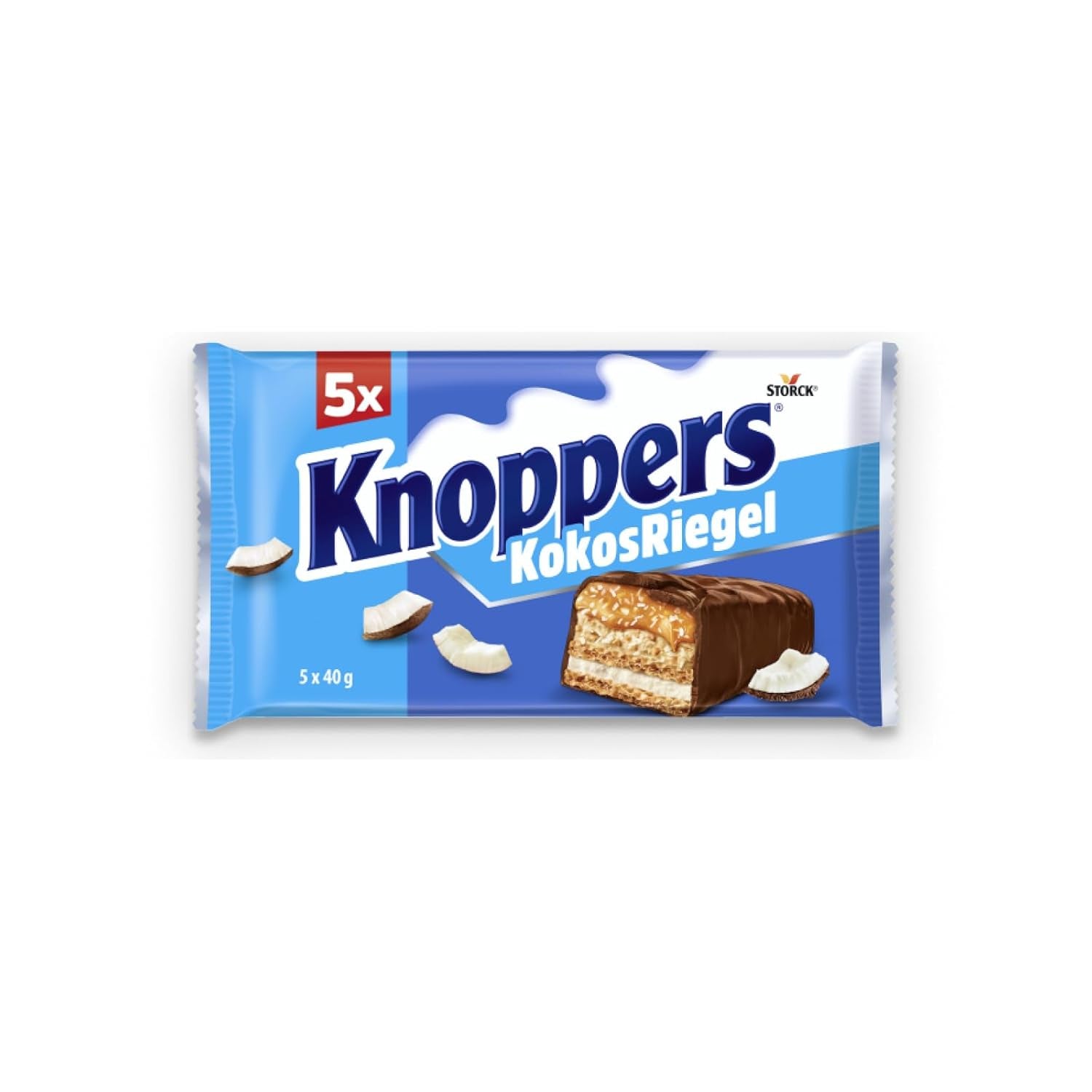 Knoppers Peanut Bar – 1 x 200g (5 barras) – Barra de chocolate con leche con crema de maní, maní salado picado, caramelo y chocolate con leche