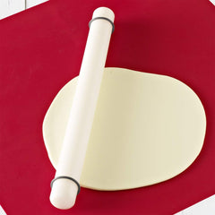Easy Baking, Ausrollstab, 40 cm, blanco, con Distansringen aus Silikon, aus lebensmittelechtem Kunststoff