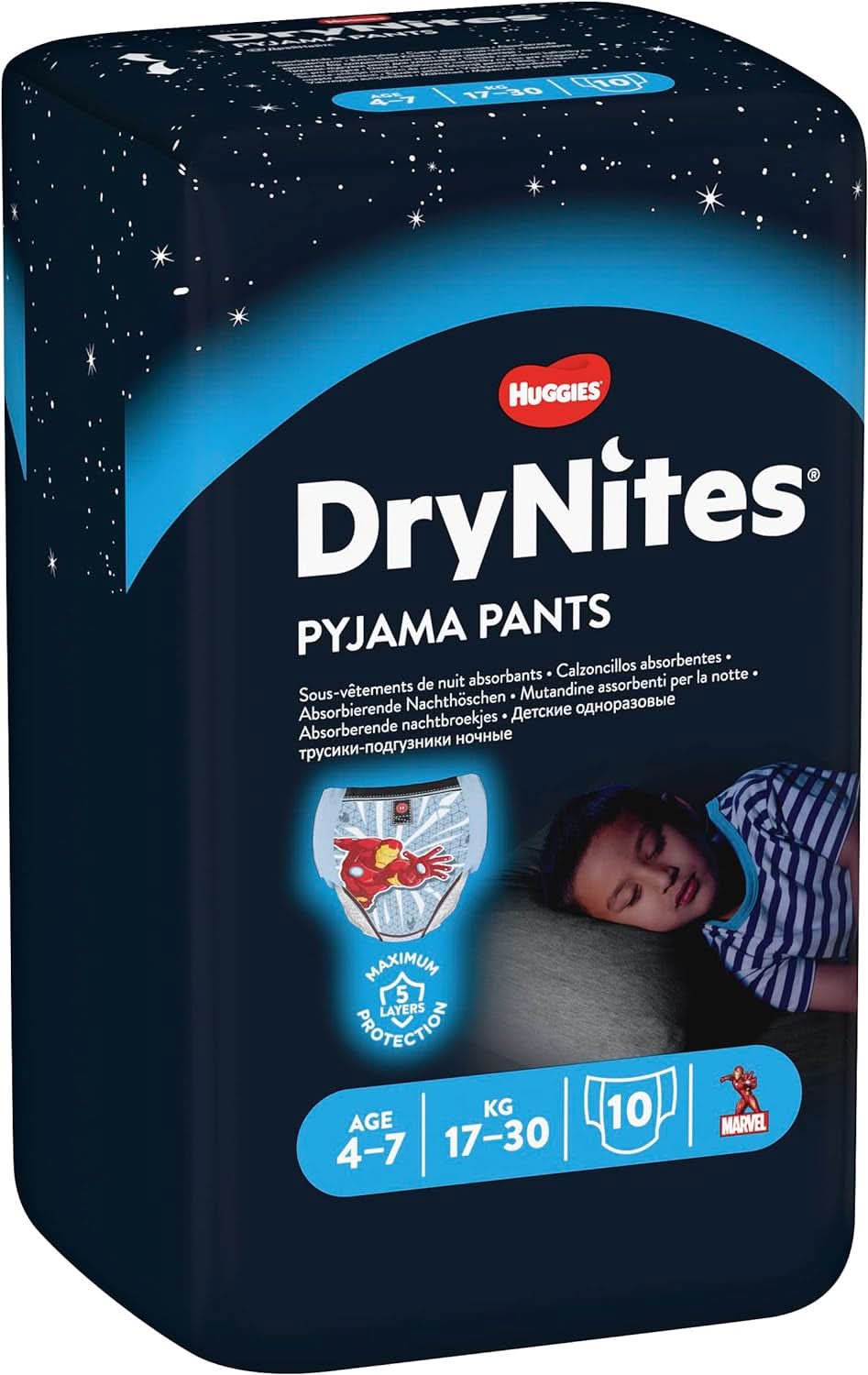 HUGGIES Pañales de noche Drynites, para niños 4-7 años (17-30 kg), 30 piezas Naty Shop