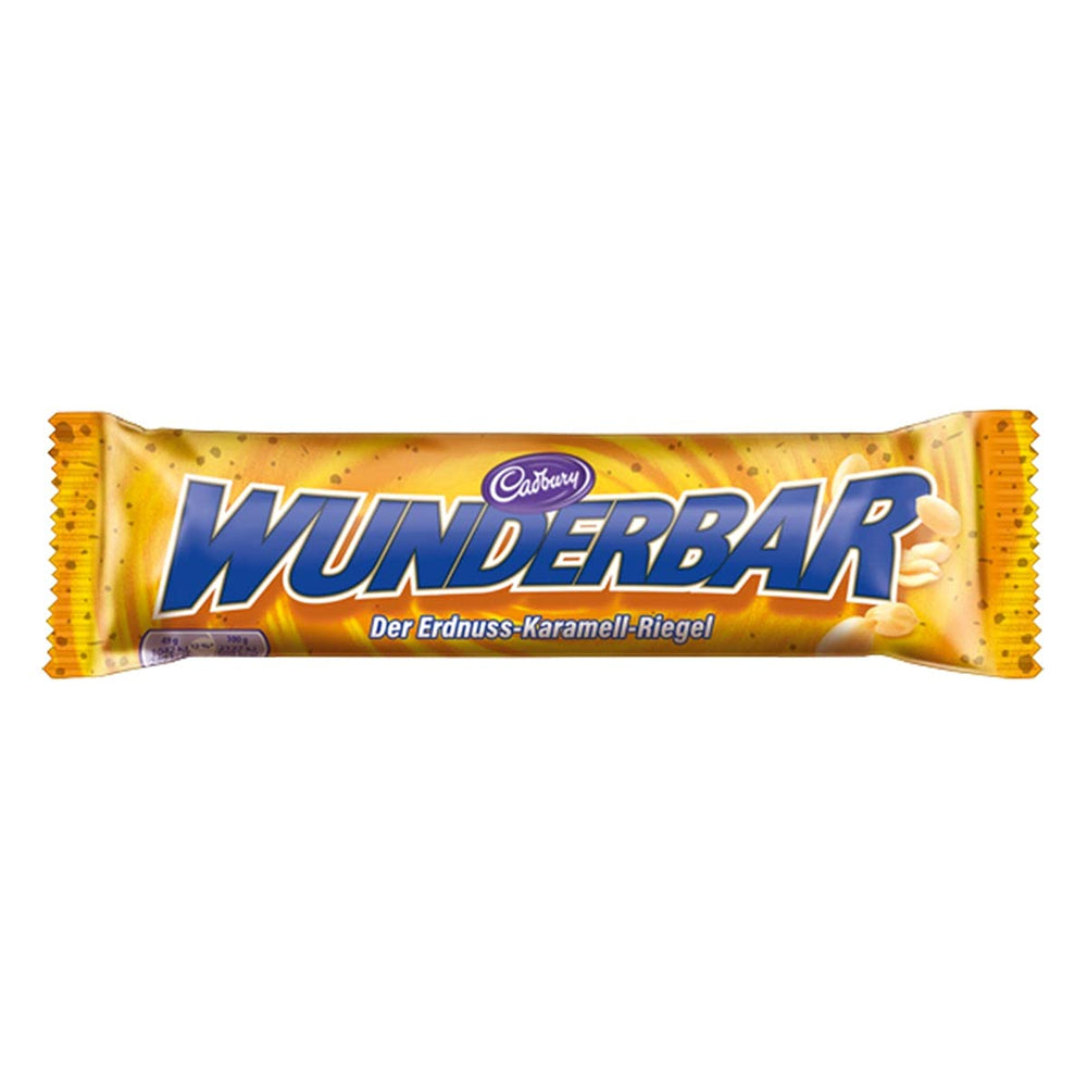 WUNDERBAR Peanuts – Barras de maní con caramelo envueltas individualmente con crujientes trozos de maní – 24 x 49g