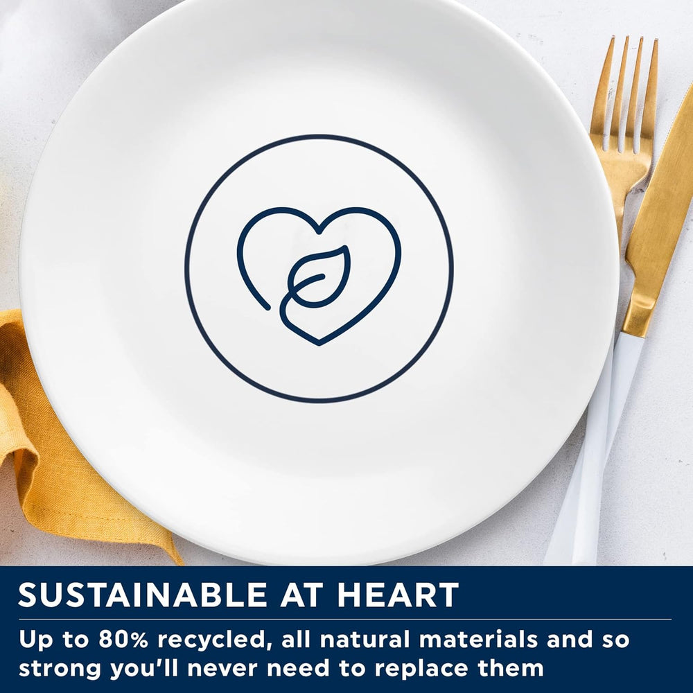 Set de veselă Winter Frost pentru 4 persoane, 12 piese, veselă premium din sticlă Vitrelle™ ultra-durabilă, se poate spăla în mașina de spălat vase, poate fi folosit la cuptorul cu microunde și la cuptorul cu microunde, design festiv de iarnă