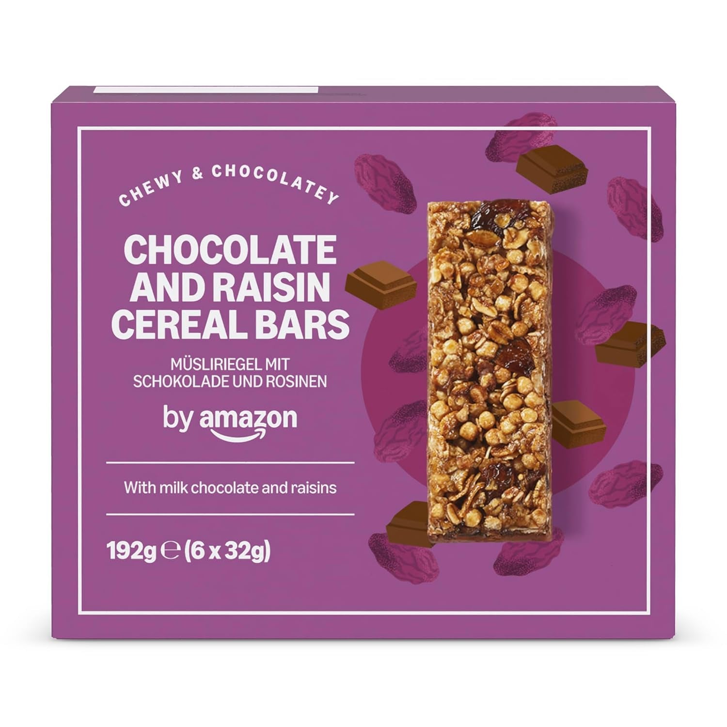 Barra de muesli con chocolate y pasas del Amazonas, 192g