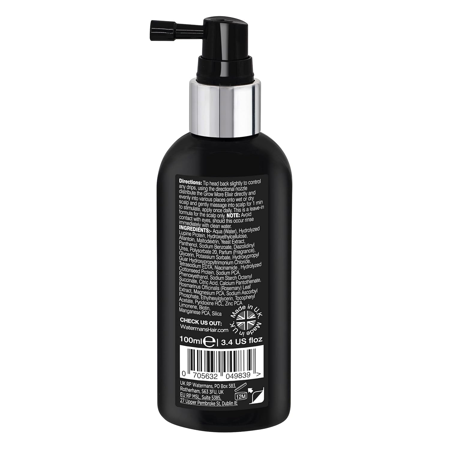 Watermans Grow More Elixir ser de creștere a părului - Întărește rădăcinile părului - Promovează creșterea părului - Pentru femei și bărbați Ingrijirea parului Naty Shop