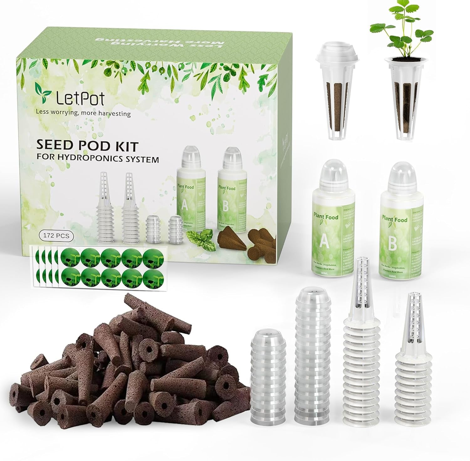 Kit de cultivo de vainas de 172 piezas, esponjas de cultivo para hidroponía