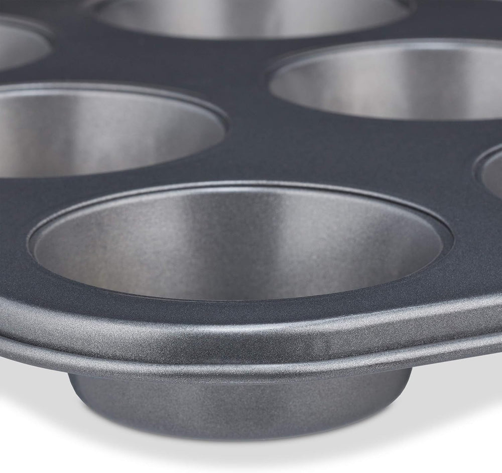 Relaxdays Muffinform, 2er Set, 12er Muffinbleche, Antihaftbeschichte, Carbonstahl, Muffins & Cupcakes, Ø 6,5 cm, Trigo, 10030825 Moldes y bandejas para repostería Naty Shop