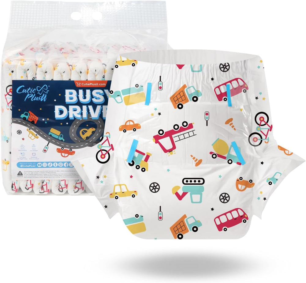 CutiePlusU Pañales para adultos, paquete de 10, pañales desechables para mujeres y hombres, máxima absorbencia durante la noche - I Love Summer (tamaño mediano 71-96 cm)