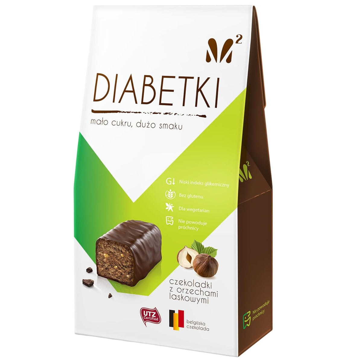 DIABETKI Bombones de avellanas, chocolate sin azúcar, deliciosos dulces para consumidores conscientes y diabéticos, snacks sin gluten y vegetarianos 100g