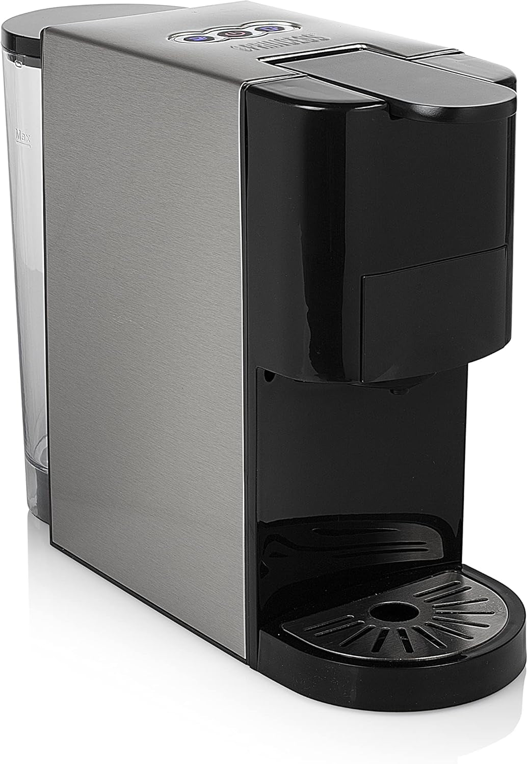 Espressor multicapsule Princess 5 în 1 – Compatibil cu Nespresso, Dolce Gusto, Lavazza a Modo Mio și ESE Pads, capacitate 0,8 l, 1450 W, argintiu, negru