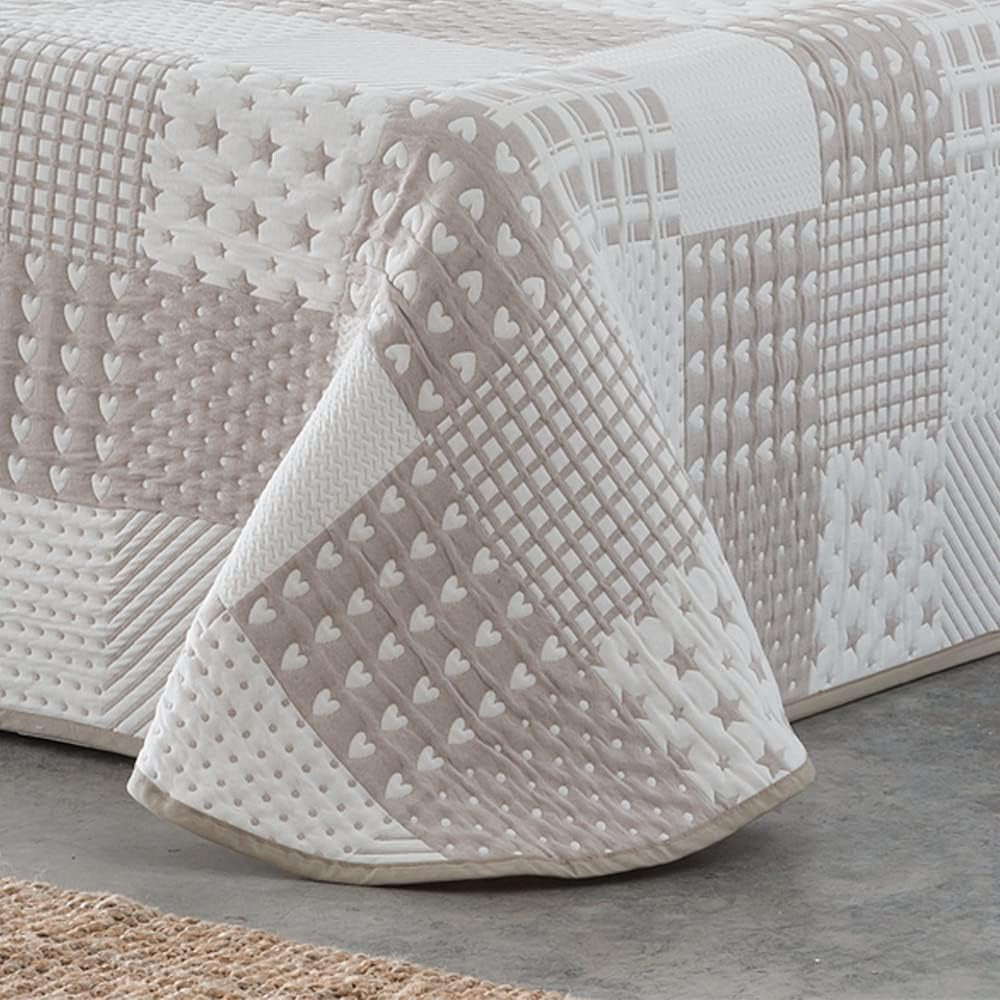 VIALMAN Colcha Bouti Ligera Colcha Sofia 21, Algodón Poliéster, Beige, Cama 150: 250 X 270 Cm Camas y Mantas Besuche den VIALMAN-Store