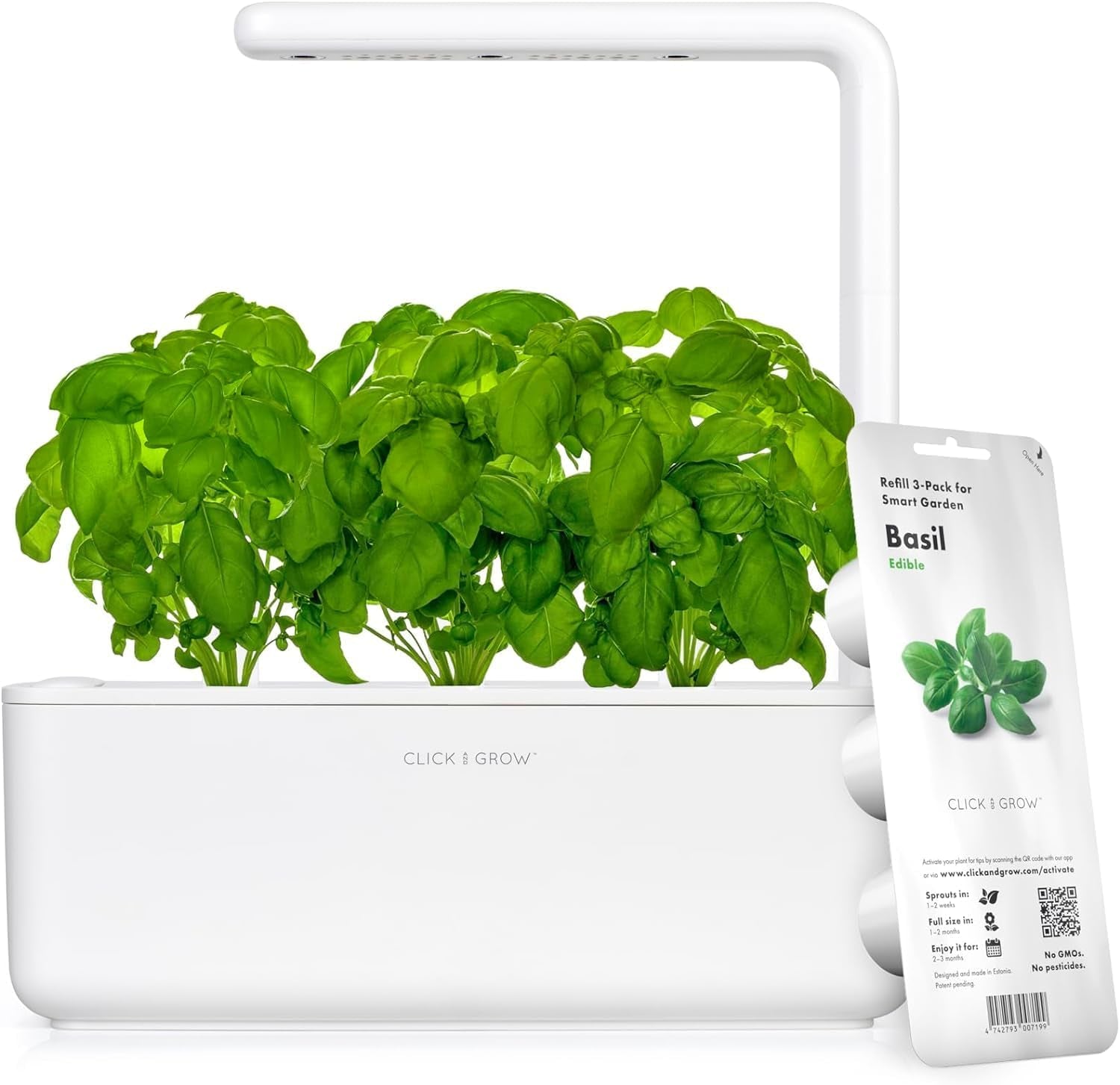 Click and Grow Growbox, Smart Garden, más fácil que el sistema de cultivo hidropónico, jardín interior, jardín de hierbas, invernadero interior con 3 cápsulas vegetales incluidas, color blanco