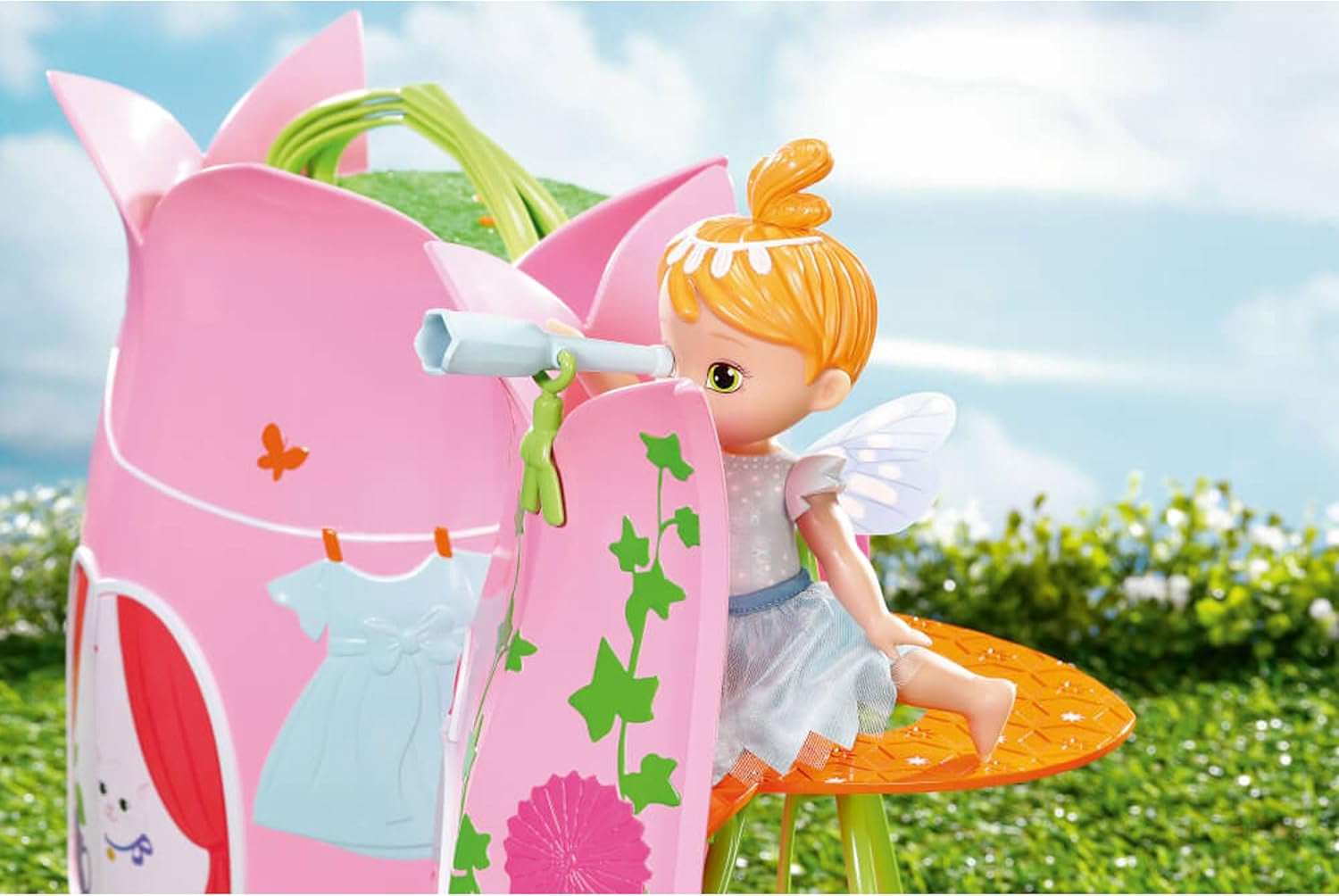 BABY Born Storybook Cottage, Casa de muñecas plegable para muñecas de 18 cm con mesa, chimenea, chaise longue y telescopio, rosa verde, 833803 Zapf Creation Casas de muñecas Naty Shop