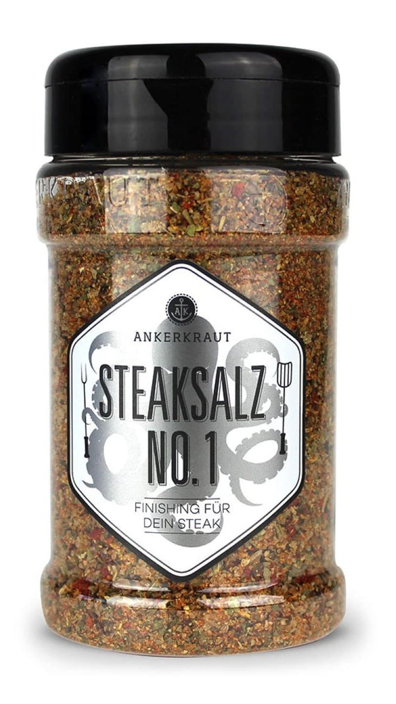Ankerkraut Steaksalz No. 1, das perfekte Finisher- und Steakhouse-Salz, 80 g en Korkenglas