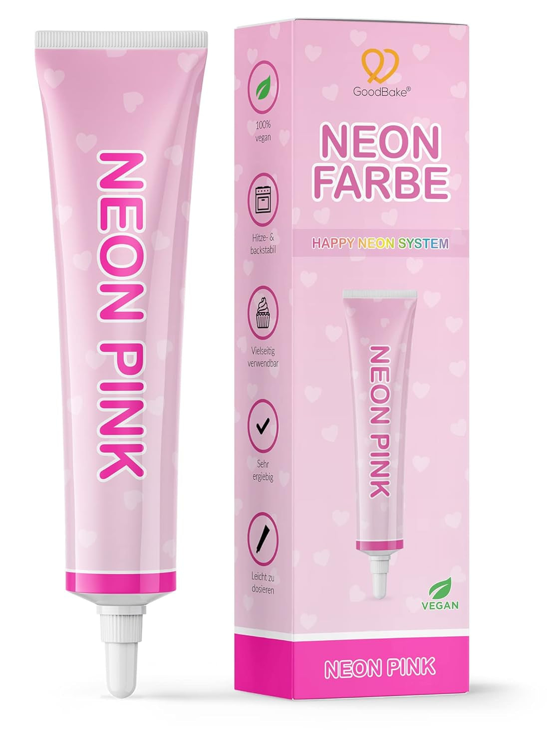 Goodbake Neonlebensmittelfarben 6 Farben Set – Intensive Lebensmittelfarbe – Lebensmittelfarbpaste – Zum Einfärben Von Torten, Fondant, Buttercreme Uvm. – 100% Vegan Naty Shop Neon Pink