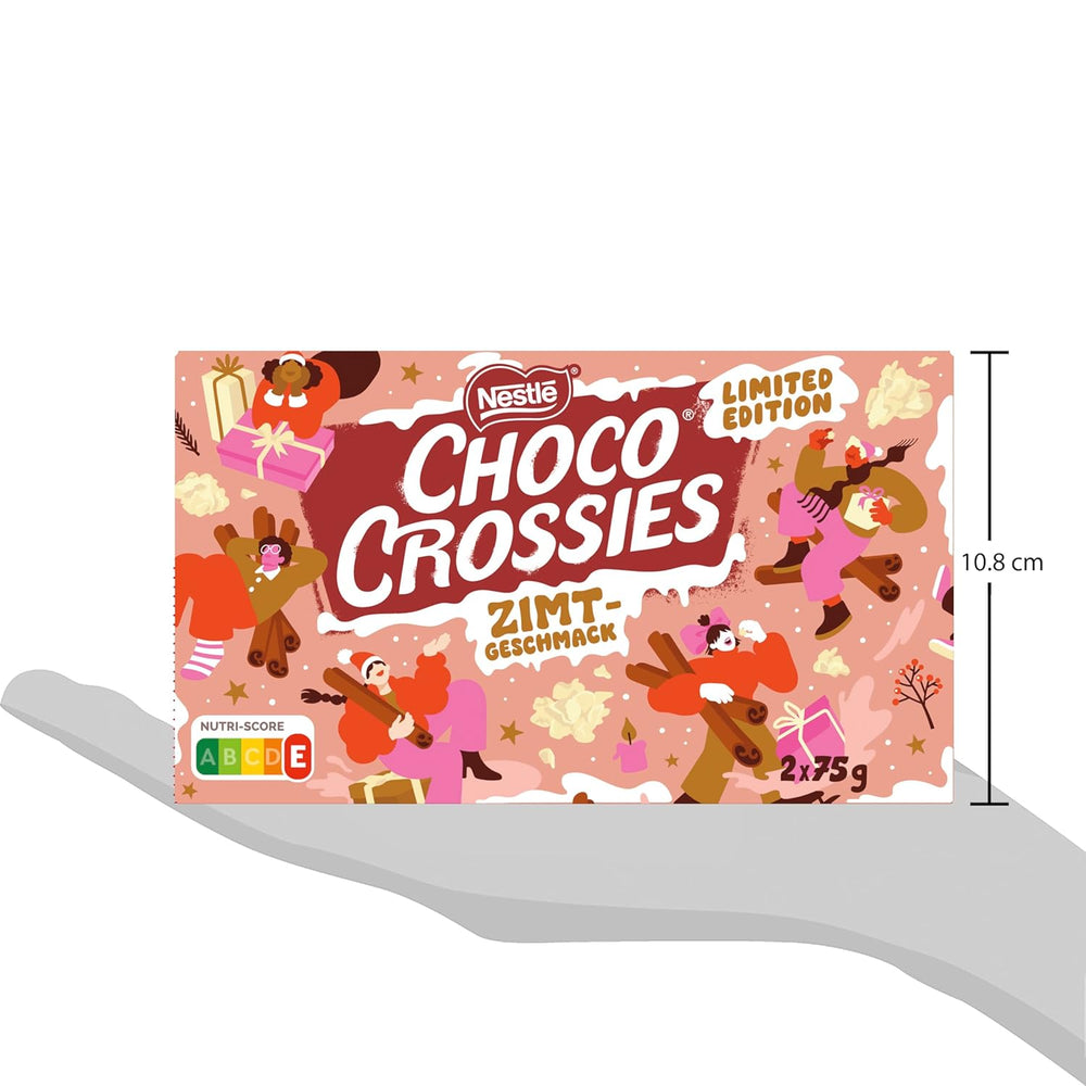 Nestlé Copos crujientes ligeros de canela y almendras crujientes cubiertas con un glaseado blanco que se derrite en la boca y sabor a canela, paquete de 4 (2 x 75 g cada uno)