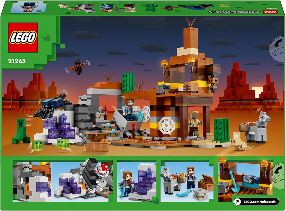 LEGO Minecraft Badlands Mine Videojuego Juego de juguetes de minería para niños y niñas a partir de 8 años Divertido juego de aventuras con ladrillos de construcción Regalo de cumpleaños 21263 Juegos de construcción Besuche den LEGO-Store