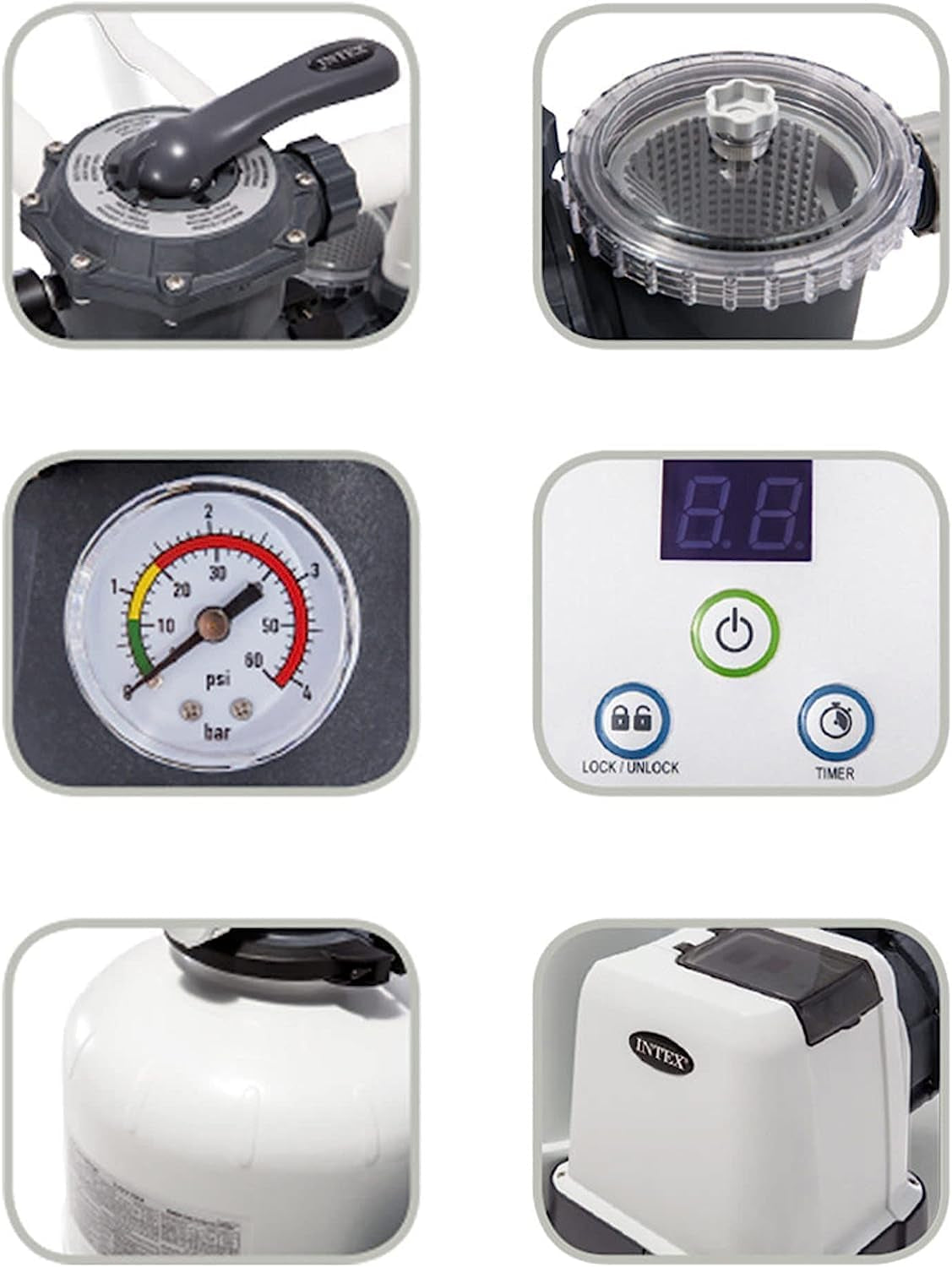 Depuradora de arena Intex Krystal Clear 7,9 m³ para piscinas de hasta 36.000 l 26646