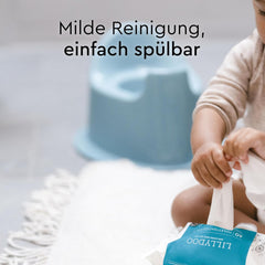 LILLYDOO Toallitas húmedas para inodoro 720 piezas (12 x 60) Toallitas desechables 100% sin plástico Sin fragancia