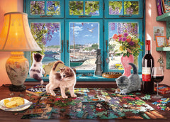 Schmidt Spiele 58344 En la mesa del rompecabezas, rompecabezas de 1000 piezas Puzzle Naty Shop