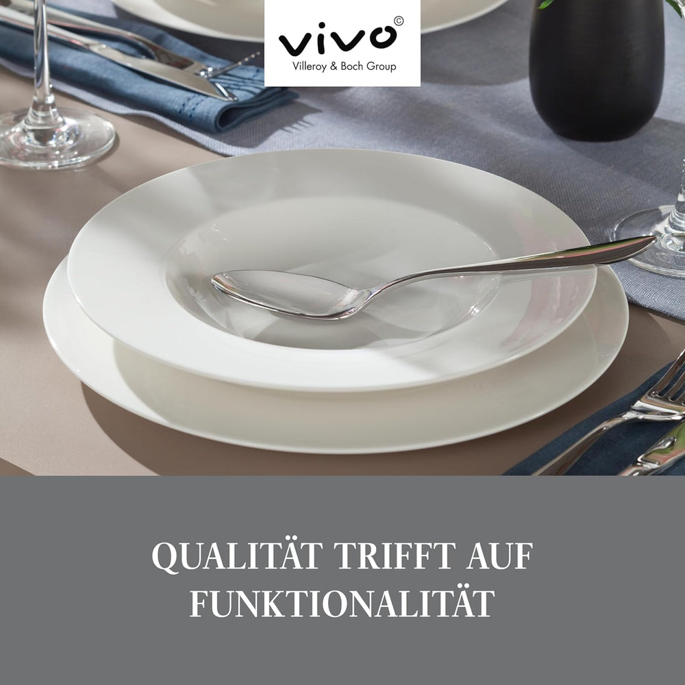 vivo - Villeroy & Boch Group - Set de veselă Basic White cu 30 de piese, potrivit pentru mașina de spălat vase și cuptorul cu microunde, Set de veselă alb, Set de cafea, Ceramică, Farfurii, Cești, Porțelan premium