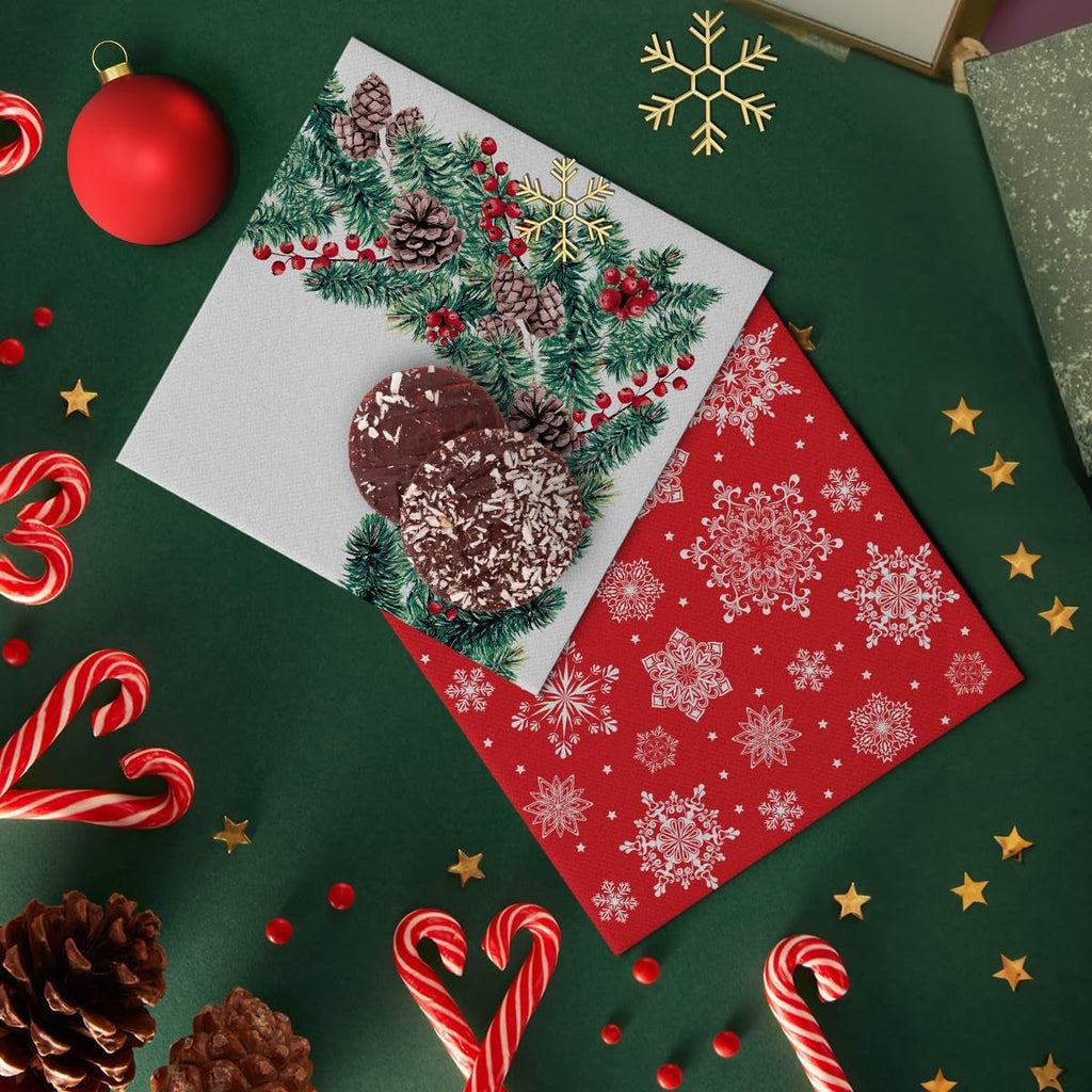 PAW - Șervețele Airlaid (40 X 40 Cm) I 50 Bucăți I Perfect pentru Crăciun, Iarnă, Sărbători I Decorațiuni de masă pentru Ajunul Crăciunului I Șervețele Airlaid Fabric-Like Winter Branches I Winter Branches