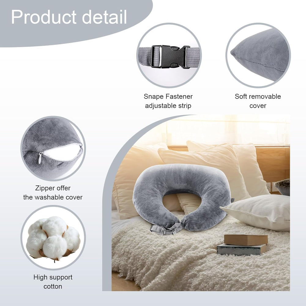 Pernă de gaming SLIGUY, pernă de citit, pernă de susținere a brațelor pentru pat și canapea, pernă pelviană în formă de U pentru adulți, gri închis