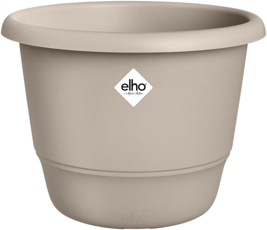 elho Amiga Round 30 - Ghiveci pentru flori pentru interior și exterior - 100% plastic reciclat - Ø 29,5 x H 20,2 cm - Bej/Bej Ciupercă