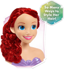 Cap de păr Ariel Just Play Disney Princess 20 cm cu accesorii, set de 7 piese, păr roșu, jucărie pentru copii de la 3 ani în sus