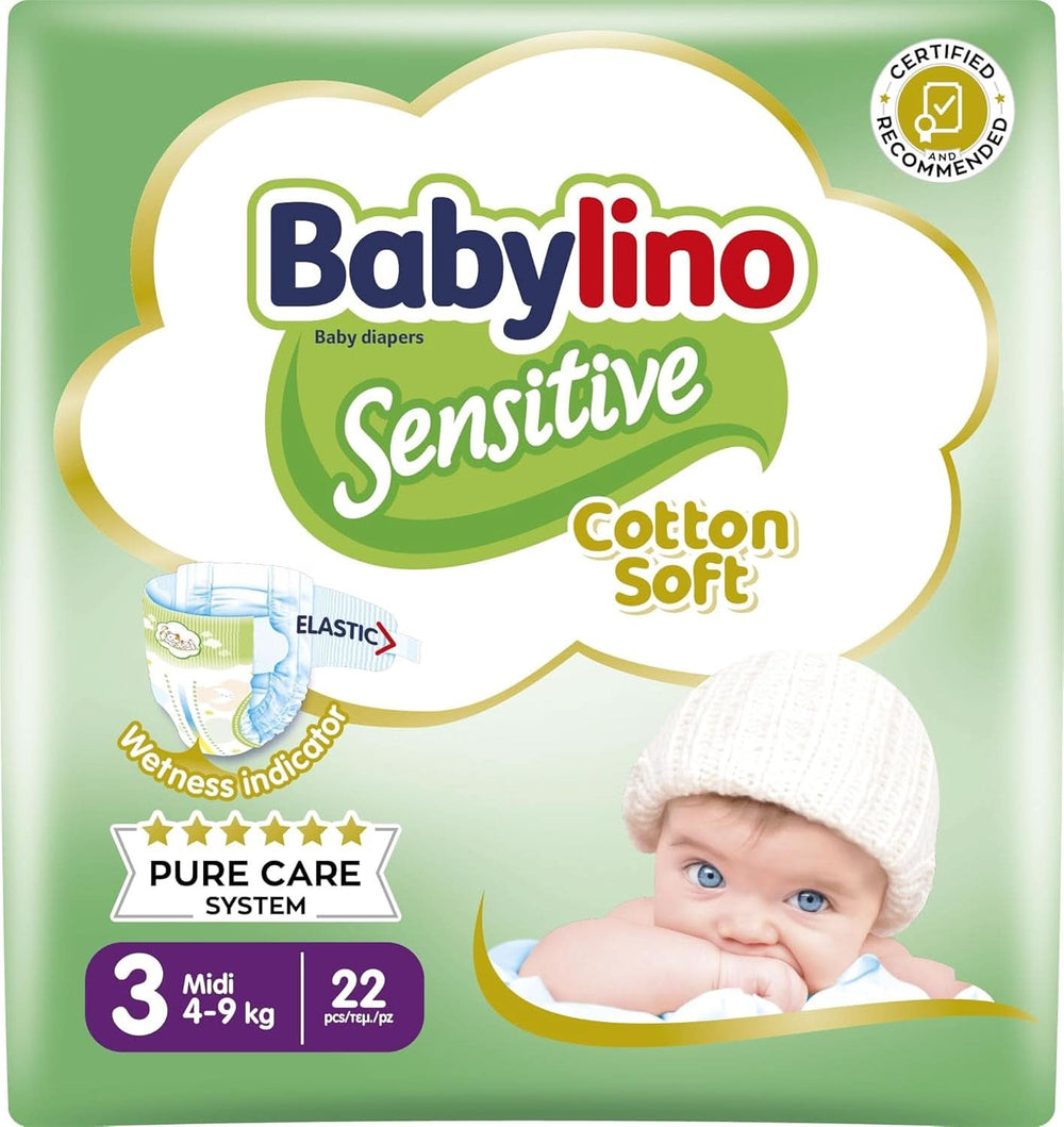 Babylino Pañales para niños sensibles y delicados, varias tallas Madre e Hijo Naty Shop Talla 3 (22 piezas)