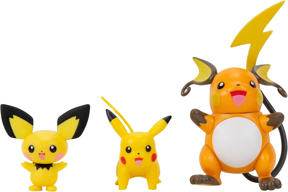 Pokemon PKW2778 Select Paquete de 3 con Pichu y Pikachu y figuras de batalla de Raichu de 7,6 cm Multipack Evolution Style 2 Figuras de acción Naty Shop Multipack - Pichu, Pikachu, Raichu