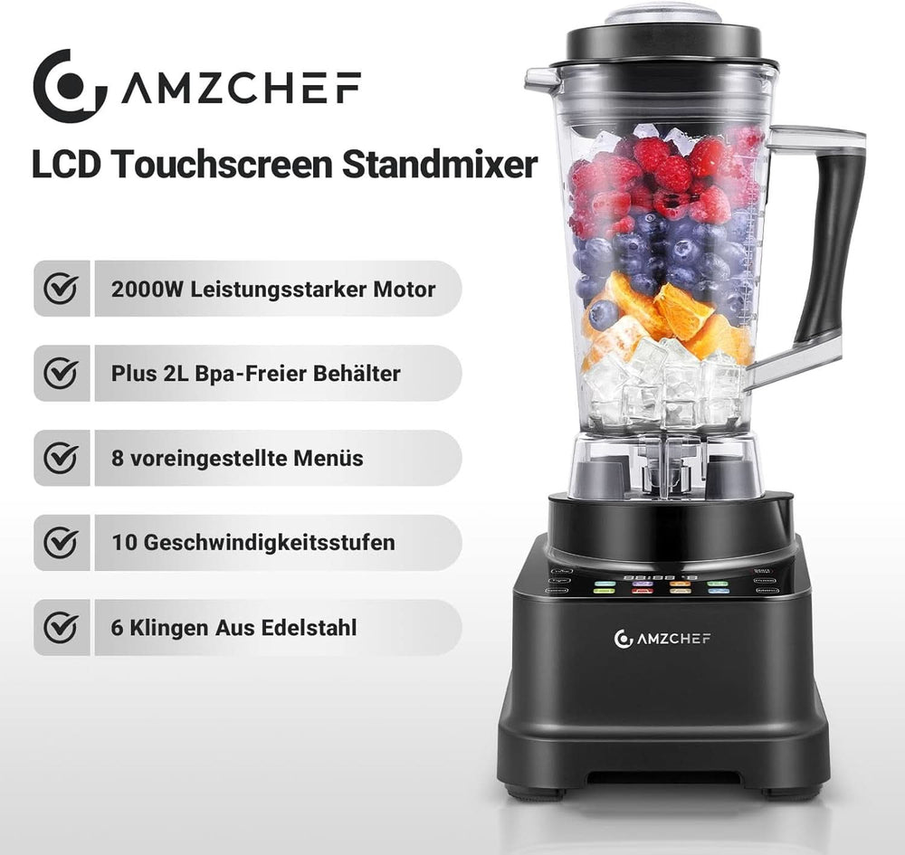 Batidora AMZCHEF, 8 menús inteligentes y 10 velocidades, Pantalla táctil LCD Cocina Naty Shop