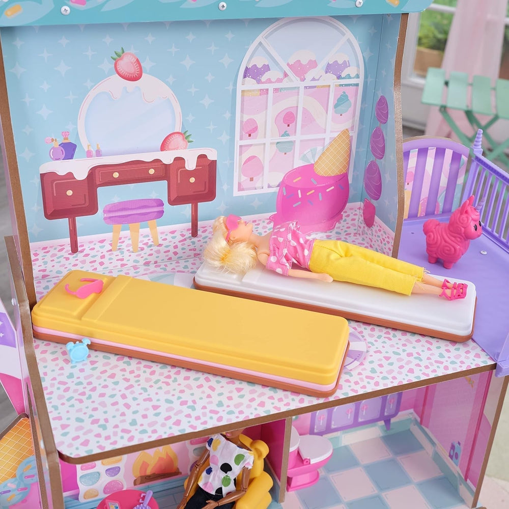 Kidkraft Casa de Muñecas Candy Castle de Madera con Muebles y Accesorios, Casa con Figura de Unicornio Llama, Elevador de Tartas Helado y Silla de Goma para Muñecas, Juguete para 3 años, 20242 Naty Shop Casas de Muñecas
