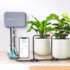 Sistema de riego automático interior WiFi: sistema de riego por goteo inteligente con control de aplicación, computadora de riego para 10 plantas de interior, riego de vacaciones y riego de plantas (gris)