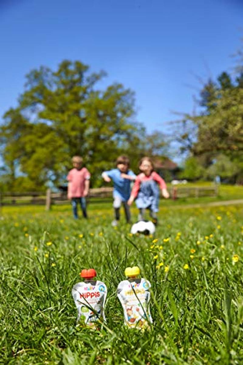 Hipp Super-Hippis bolsitas exprimibles, granada acerola en manzana-frambuesa, fruta 100% ecológica sin azúcares añadidos, 6 bolsitas de 100 g Madre e Hijo Naty Shop