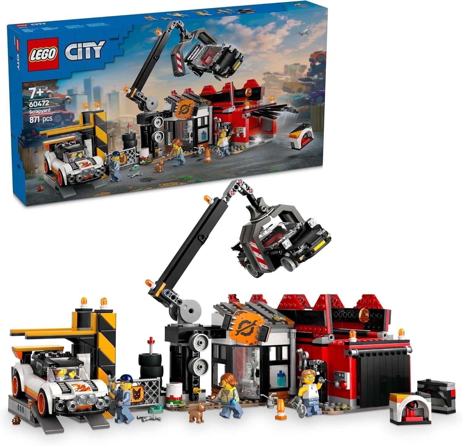 Depozit de fier vechi LEGO City cu mașini - jucărie cu presă de fier vechi și macara, 2 mașini de jucărie, 4 minifigurine muncitoare și clădire de birouri - cadouri aniversare pentru băieți și fete de la 8 ani 60472 Seturi de constructie Besuche den LEGO-Store Titlu implicit