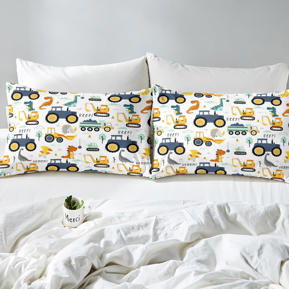 Juego De Cama Jungen Cartoon Car 135X200,Kinder Bau Fahrzeuge Tröster Abdeckung Für Kind Kleinkind Teens,Dinosaurier Bettbezug,Traktor Maschinerie Bagger Bettdecke Abdeckung,Lkw Autos Bettdecke Naty Shop