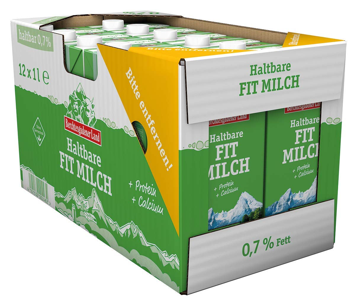 Berchtesgadener Land Haltbare Bergbauern-Milch, 1,5% Fett, paquete de 12 (12 x 1 l)