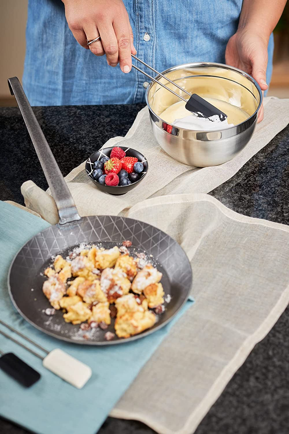 RÖSLE Tigaie din fier forjat seria 1888, de înaltă calitate, cu margine înaltă pentru cartofi prăjiți crocanți și carne prăjită rapid, potrivită pentru grătar și inducție Oale si Tigai Naty Shop